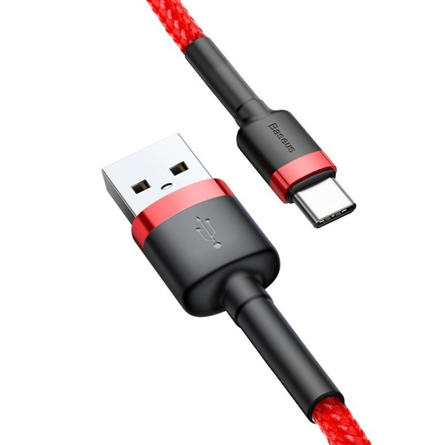 Kábel 2m Baseus Cafule USB do USB-C Type C 2A Czerwony