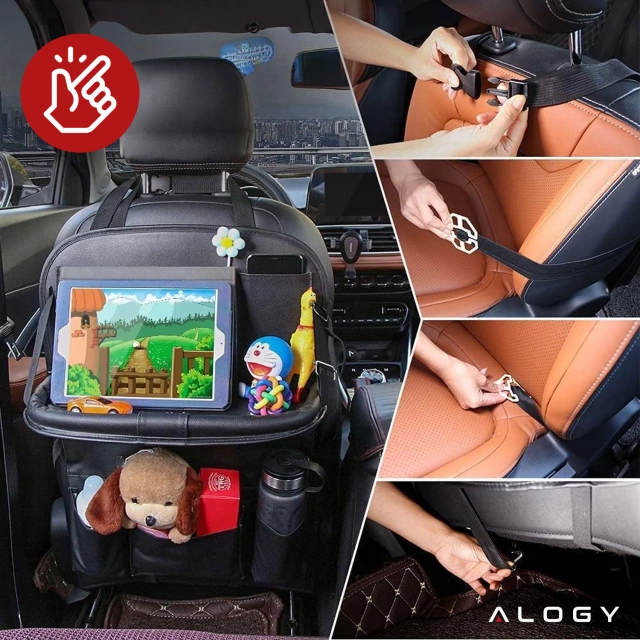 Auto-Organizer, Reisetisch, Autositzschutz, Rückenlehne, Sitz Alogy Black