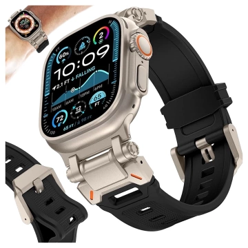 Alogy Luxusný kovový remienok na náramok TPU pre Apple Watch 42/44/45/49 mm čierny