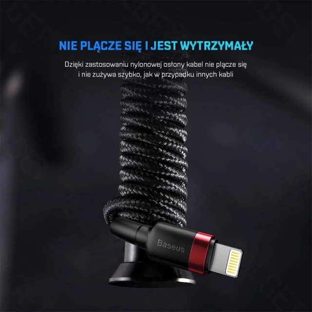 Baseus Cafule USB-C Lightning PD 1m nylonový kabel černý / červený