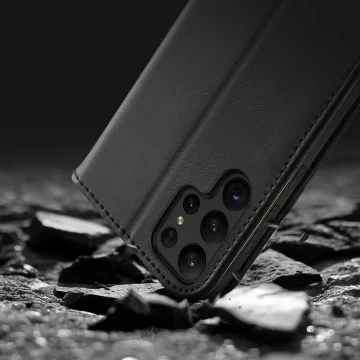 Dux Ducis Hivo protective case for Samsung Galaxy S23 flip cover wallet stand RFID blocking brown