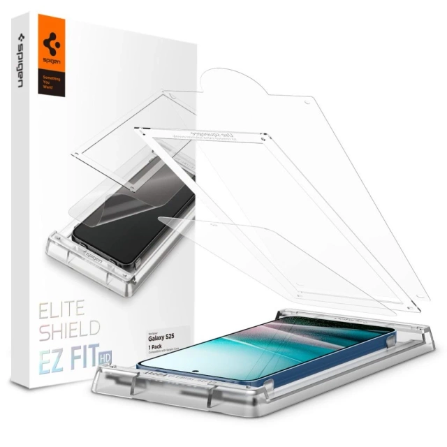 Hybrid Glass for Samsung Galaxy S25 Spigen Elite Shield "EZ Fit" HD Clear