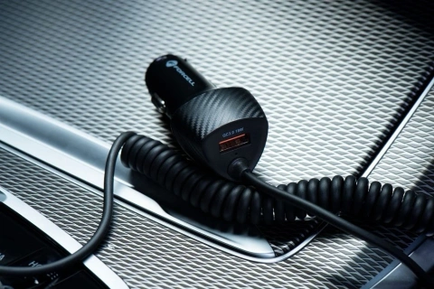 Nabíjačka do auta Forcell Carbon 38W USB-C USB QC 3.0 PD kábel 1,5 m