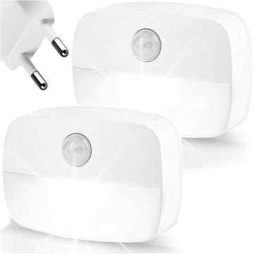 2x LED noční lampa s pohybovým čidlem do EU zásuvky, 3 barvy světla Alogy Night Light White