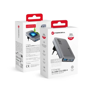 Forcell GaN III 65W 2xUSB-C USB-A PD QC SFC wall charger