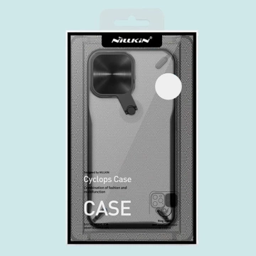 Nillkin Cyclops Case Strapazierfähige Hülle mit Kameraabdeckung und faltbarem Ständer für iPhone 13 Pro schwarz