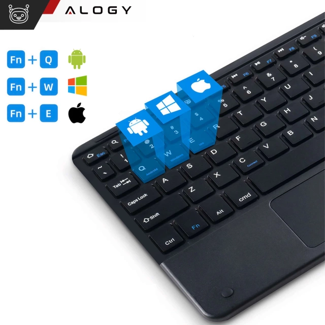 Kabellose Tastatur mit Bluetooth Touchpad Touchpad für PC TV Tablet USB-C Alogy Wireless Schwarz