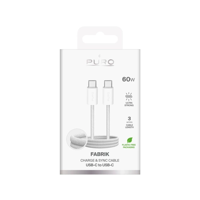 Kabel Puro Fabrik 4 USB-C – USB-C 240W 1m biały w oplocie