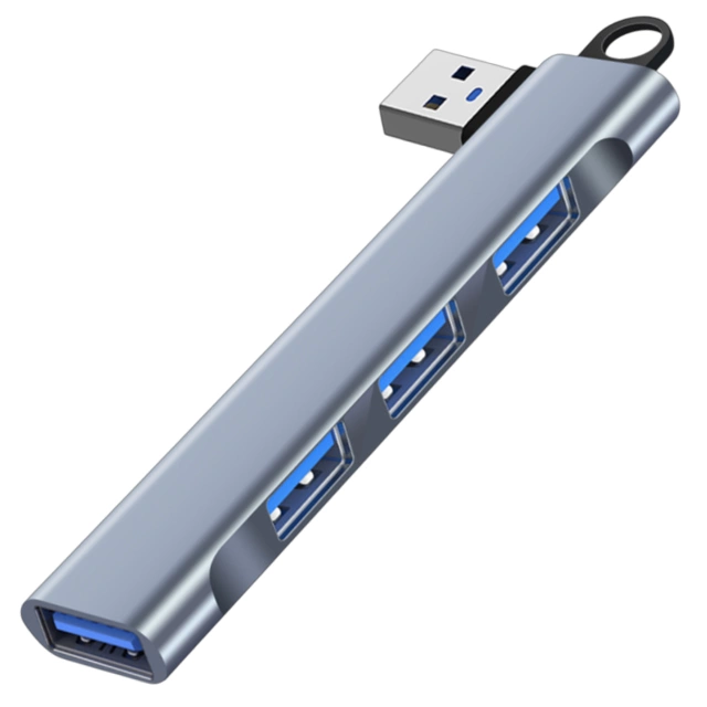 Розгалужувач HUB Alogy Adapter для комп'ютера ноутбука з USB-A на 3x USB-A 2.0 1x USB-A 3.0 сірий