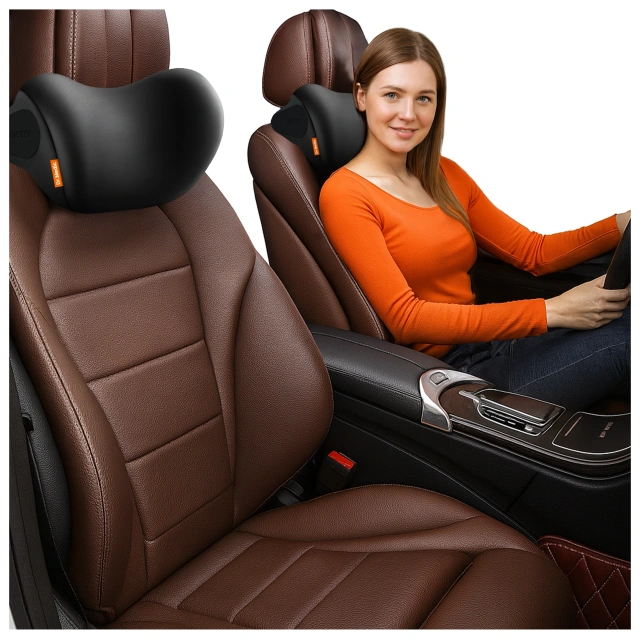 Poduszka samochodowa masująca na zagłówek – ergonomiczne wsparcie głowy, karku i szyi, elektryczny masażer z wibracjami dla kierowcy i pasażera – Dr.Medic RelaxDrive™