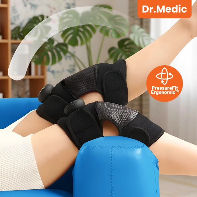 Vyhrievací pás s masážou na koleno, lakeť alebo rameno – vyhrievanie, úľava od bolesti kĺbov, rehabilitácia, termoterapia – Dr.Medic FlexTherm™ Black