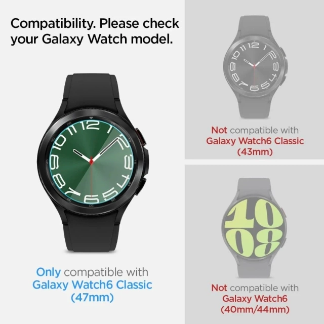 Spigen Glas.tr ”Ez-Fit” 2-Pack загартоване скло для Samsung Galaxy Watch 6 Classic (47 мм) прозоре
