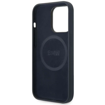 BMW BMHMP14XSTRONG puzdro na telefón pre Apple iPhone 14 Pro Max 6,7" námornícka modrá/námornícka silikónové kovové logo MagSafe