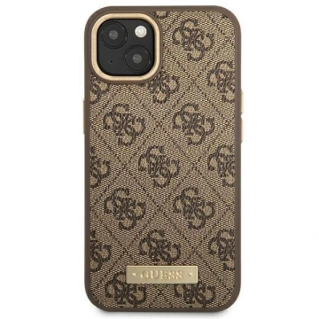 Etui Guess GUHMP14MU4GPRW für Apple iPhone 14 Plus 6,7" brązowy/brown Hard Case 4G Logo Plate MagSafe