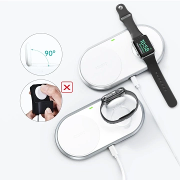 Choetech 2in1 Qi wireless charger for smartphones / Apple Watch with stand (MFI) USB Type C white (T317)