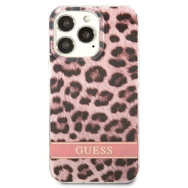 Guess GUHCP13LHSLEOP iPhone 13 Pro / 13 6,1" růžové / růžové pevné pouzdro Leopard