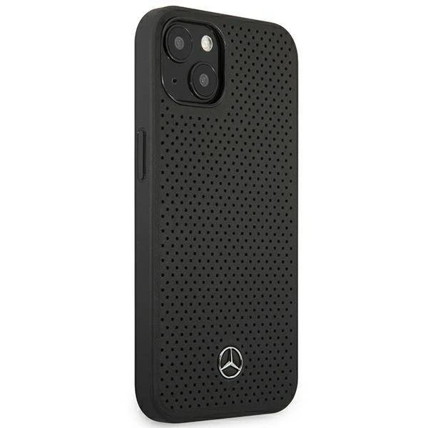 Mercedes MEHCP13MDELBK protective case for Apple iPhone 13 6.1" black/black hardcase Leather Perforated