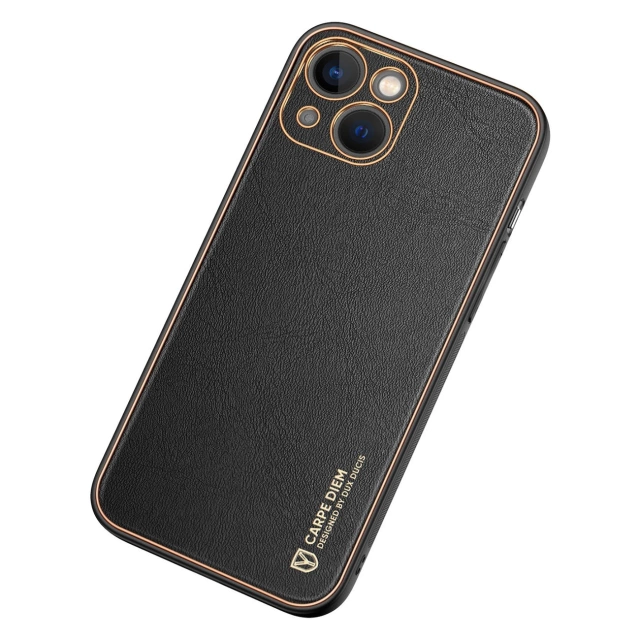 Dux Ducis Yolo case iPhone 14 Plus elegant cover з екологічної шкіри чорного кольору