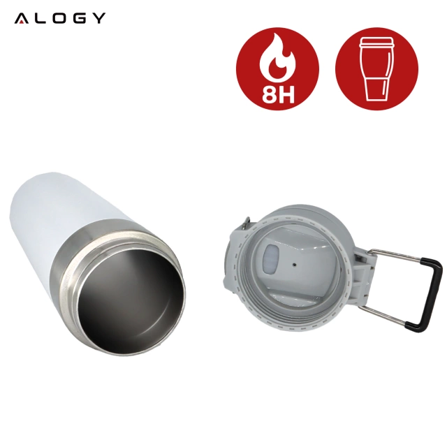 Термос Alogy Thermos Термокухоль ThermoGo™ 800 мл Сталевий герметичний, складний, для подорожей, для кави та чаю, спортивний, тривалого тепла, для автомобіля та рюкзака, білий