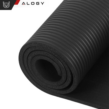 Килимок Yoga Fitness Pilates гімнастичний 185x58 1см Alogy протиковзкий водонепроникний Чорний