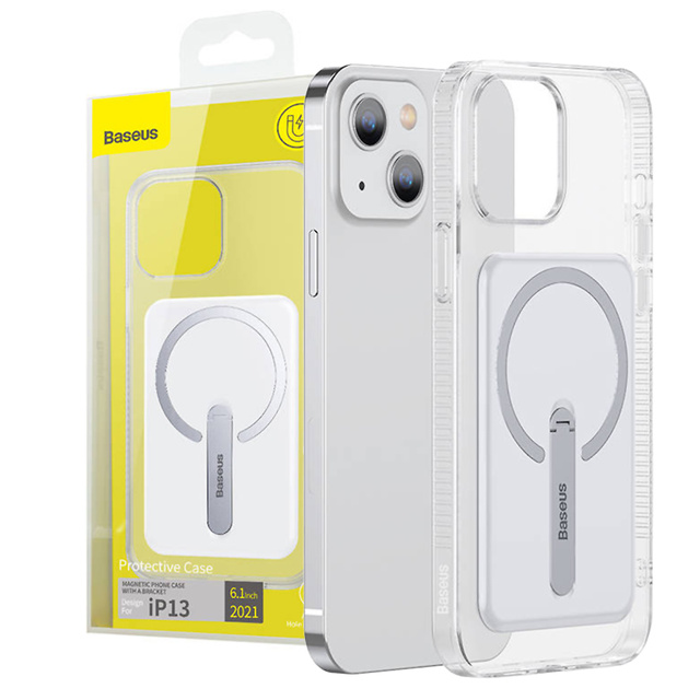 Case for iPhone 13 for MagSafe Baseus Crystal Magnetic with stand Transparent