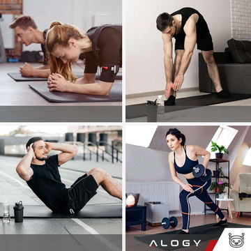 Килимок Yoga Fitness Pilates гімнастичний 185x58 1см Alogy протиковзкий водонепроникний Чорний