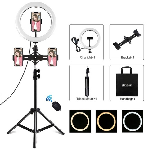 Ring lamp / LED tripod Puluz 26cm 3x Smartphone PKT3070B