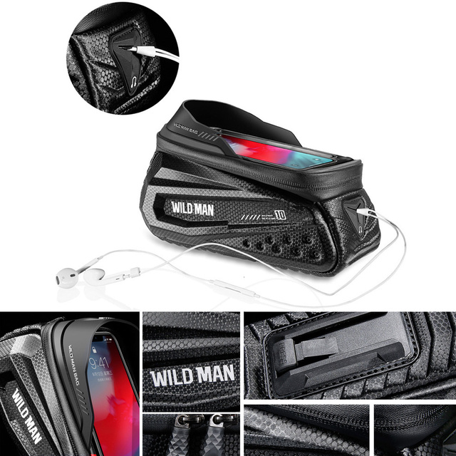 Bicycle bag Wildman Front Frame Bicycle Bag ES10X handlebar holder for phone 1.2l Black