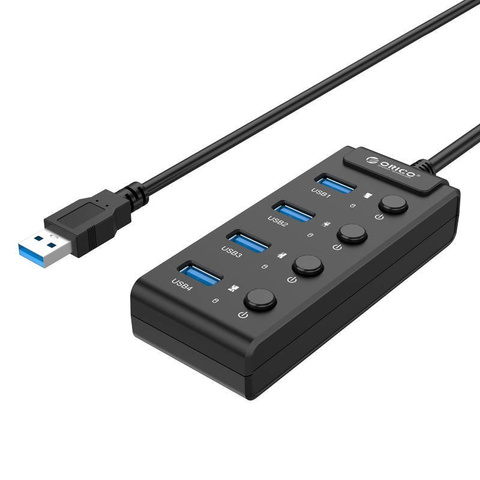 USB 3.0 hub. Orico s vypínačmi, 5x USB (čierne)