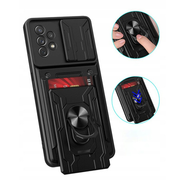 Peněženka Alogy Camshield Ring s krytem na fotoaparát a peněženkou pro Samsung Galaxy A53 Black Glass