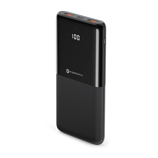 Зовнішній акумулятор Forcell P10k1 10000mAh PD QC 3xUSB LED Slim Czarny