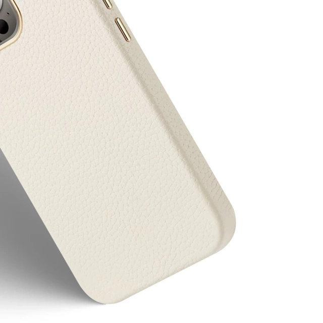 Dux Ducis Roma leather case for iPhone 13 Pro Max elegant case made of natural leather white