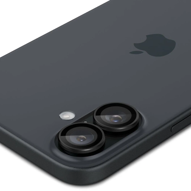 Tvrdené sklo Chránič fotoaparátu Spigen Optik.Tr "EZ FIT" Chránič fotoaparátu 2-PACK pre Apple iPhone iPhone 16 / 16 Plus čierny
