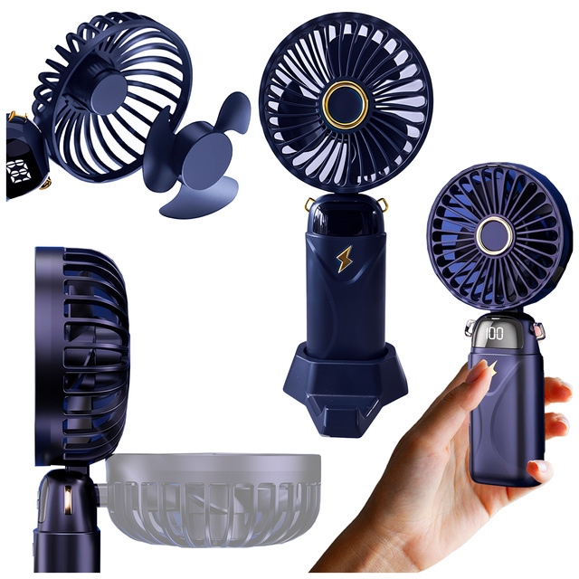 Fan fan handheld desk fan Alogy wireless portable standing with phone stand Navy blue