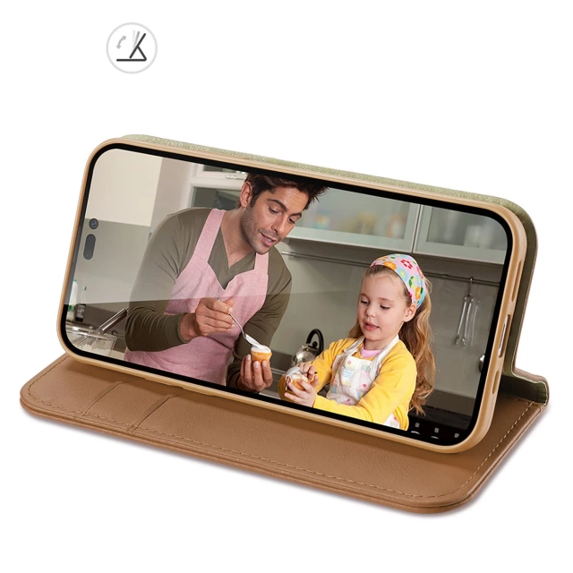 Dux Ducis Hivo Leather Flip Cover Genuine Leather Wallet for Cards and Documents iPhone 14 Pro Коричневий