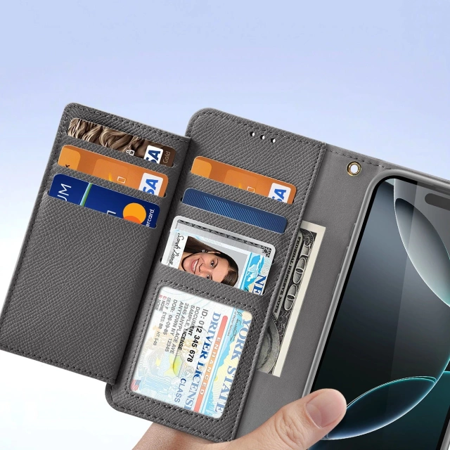 iPhone 16 Pro Dux Ducis Lawa Lederhülle mit MagSafe Wallet Grau