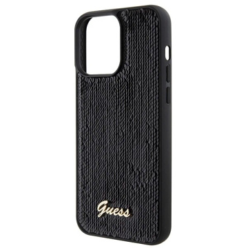 Etui Guess GUHCP15XPSFDGSK для iPhone 15 Pro Max 6.7" чорний/чорний твердий чохол Sequin Script Metal