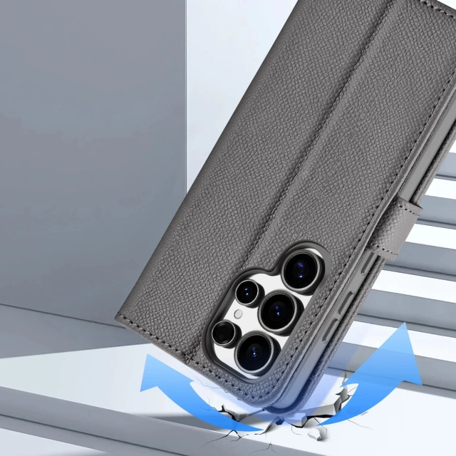 Шкіряний чохол для Samsung Galaxy S25 Ultra Dux Ducis Lava сірого кольору