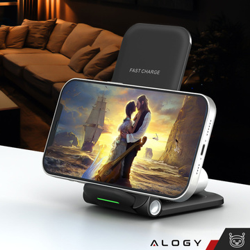 QI Alogy 3in1 inductive charger for Apple iPhone, Airpods, Watch 15W 3W Black