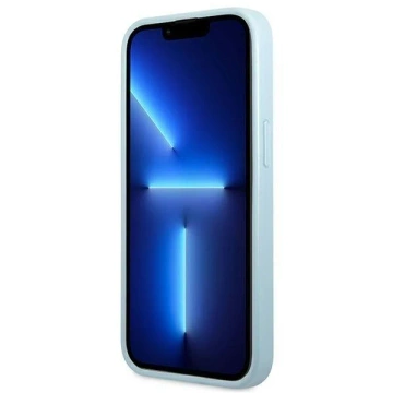 Etui Guess GUHCP13MPS4MB do Apple iPhone 13 6,1" niebieski/modré pevné puzdro Saffiano 4G malé kovové logo