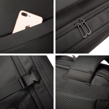 Bange wasserdichter Rucksack für 15,6-Zoll-Laptop, Stadtreisender, 45 x 30 x 16 cm, für Arbeit, Flugzeug, Herren, Damen, mit USB-Anschluss Schwarz