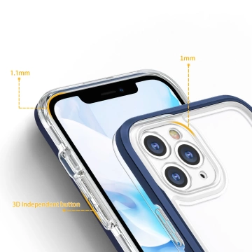 Прозорий чохол 3 в 1 для iPhone 11 Pro Max гелева накладка з синьою рамкою