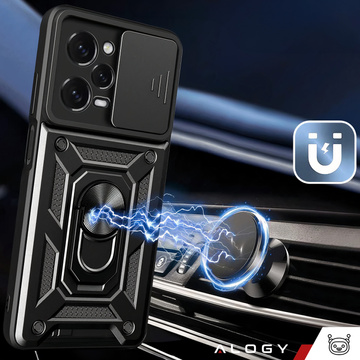 Захисний чохол Alogy Camshield Stand Ring Protective Case with Camera Cover для Xiaomi Poco X5 Pro 5G / Redmi Note 12 Pro 5G Black Glass