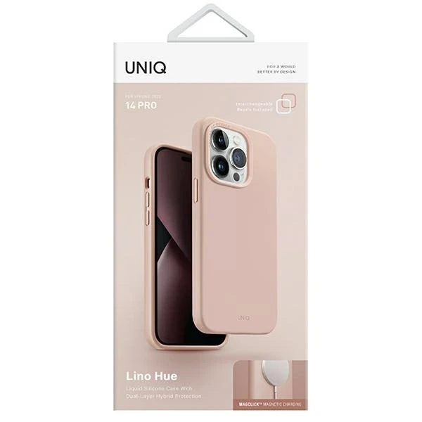 Sada na telefon UNIQ Lino Hue do Apple iPhone 14 Pro 6,1" Magclick Charging růžová/červená růžová