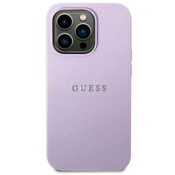 Guess GUHCP14LPSASBPU Case for Apple iPhone 14 Pro 6.1" Purple/Purple Saffiano Strap