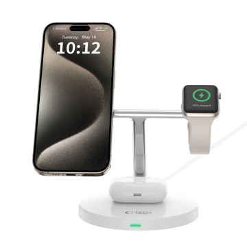 QI15W-A35 IN1 Magnetická bezdrátová nabíječka MagSafe pro iPhone, Airpods, Apple Watch bílá