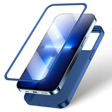 Joyroom 360 Full Case Cover for iPhone 13 Pro Back and Front Cover Tempered Glass Blue (JR-BP935 blue)