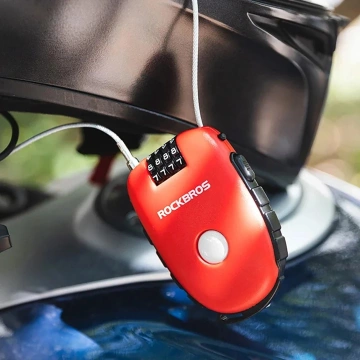 Zámok na bicykel Rockbros 32420981001 s navíjacím lankom - červený