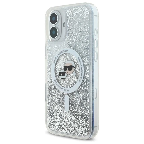 Etui Karl Lagerfeld для iPhone 16 6.1" Magsafe Hardcase Transparent Liquid Glitter Karl