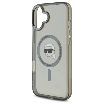Karl Lagerfeld iPhone 16 6.1" Case Black MagSafe Hardcase IML Metal Karl Head